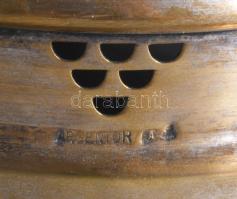 Argentor antik ötoszlopos tartású kínáló, jelzett, kopással, d: 24 cm, m: 31 cm