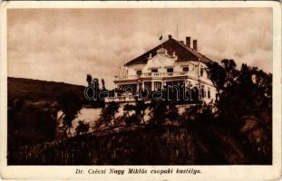 1932 Csopak, Dr. Csécsi Nagy Miklós református lelkész kastélya, a tulajdonos saját kezű levelével (EB)