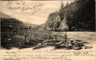 1904 Tusnádfürdő, Baile Tusnad; Etus szikla és híd. Brunner Lajos kiadása / rock and bridge (EK)