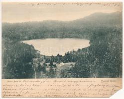 1904 Tusnádfürdő, Baile Tusnad; Szent Anna-tó. Brunner Lajos kiadása, 2-részes kihajtható panorámalap / Lacul Sfanta Ana / lake, 2-tiled folding panoramacard (b)