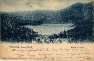 1901 Tusnádfürdő, Baile Tusnad; Szent Anna tó. Bogdán F. fényképész / Lacul Sfanta Ana / lake (EK)