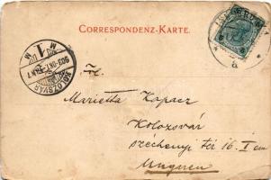 1903 Innsbruck (Tirol), Der Leopoldsbrunnen und die Stadtsäule. Dr. Trenkler Co., Photo von F. Gratl...