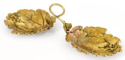 Réz plasztikus szőlőlevél tányéros kínáló, h: 48 cm