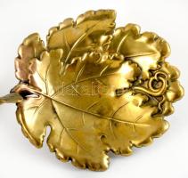 Réz plasztikus szőlőlevél tányéros kínáló, h: 48 cm