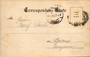 1899 Graz, Hauptplatz mit dem Rathhaus, Mausoleum, Hof im Landhaus / town hall, main square. E. Pres...