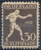 Hollandia 1927 Olimpia eszperantó emléklap, a sorozat 7 értéke a bélyeg sarkánál felragasztva, a 30C...