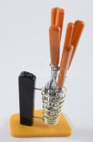 Vintage stílusú gyümölcsvillás szett tartójával