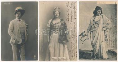 16 db RÉGI motívum képeslap: magyar színészek és színésznők; közte 1 modern / 16 pre-1945 motive pos...