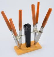 Vintage stílusú gyümölcsvillás szett lepkés tartójával