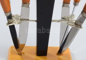 Vintage stílusú gyümölcsvillás szett lepkés tartójával