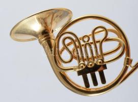 Trombita miniatúra, eredeti dobozában, h: 9 cm