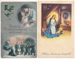 8 db RÉGI motívum képeslap: karácsonyi üdvözlőlapok / 8 pre-1945 motive postcards: Christmas greeting cards
