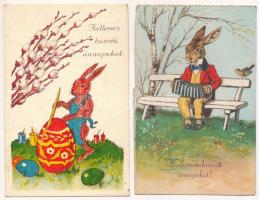 8 db RÉGI motívum képeslap: húsvéti üdvözlőlapok / 8 pre-1945 motive postcards: Easter greeting cards