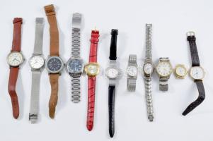11 darab karóra, közte Omega kvarcóra fém szíjjal