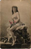 Erotic nude lady with painted roses. Serie 117 - 25. (b)