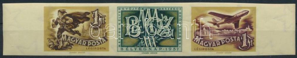 1957 Bélyegnap (30.) ívszéli vágott 3-as csík (5.000)