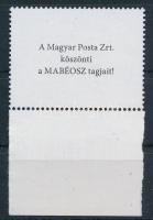 2018 Bélyegnap 120Ft ívszéli vonalkódos bélyeg "A Magyar Posta Zrt. köszönti a MABÉOSZ tagjait" hátoldali felirattal