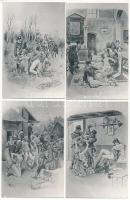 7 db MODERN reprint lap: a törökök rémtettei a szerb asszonyokkal (nem képeslap hátoldalú) / 7 MODERN reprint cards: the atrocities of the Turks against Serbian women (non PC)
