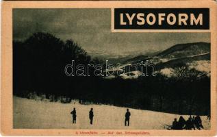 A hómezőkön, Lysoform reklám a hátoldalán. A Képes Ujság felvételei / Auf den Schneegefildren / WWI Austro-Hungarian K.u.K. military, soldiers in the snow. Lysoform disinfectant advertisement (EK)