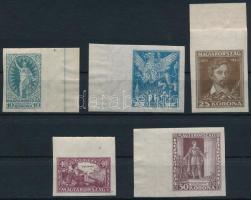 1923 Petőfi Sándor (I.) ívszéli vágott sor (40.000) / Mi 369-373 imperforate margin set