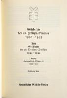 Wolfgang Paul: Geschichte der 18. Panzer-Divission 1940-1943. Mit Geschichte der 18. Artillerie-Division 1943-1944. Anhang Heeresartillerie-Brigade 88. 1944-1945. 1989., Preußischer Militär-Verlag. Német nyelven. Gazdag fotóanyaggal illusztrált. Kiadói egészvászon-kötés, kiadói papír védőborítóban.