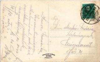 1933 Kiskunhalas, MÁV vasútállomás, vonat + "PÉCS - BÁTASZÉK - SZEGED 162." vasúti mozgópo...