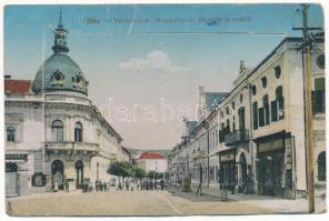 Dés, Dej; Városháza, Megyeháza, Hungária szálloda, Léner, Jagamas János üzlete / town hall, county hall, hotel, shops - leporellólap, üres belül / leporellocard, empty inside (b)