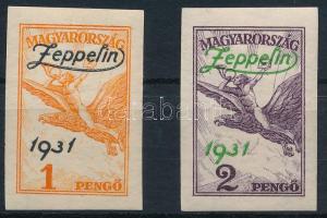 1931 Zeppelin vágott sor (120.000) / Mi 478-479 imperforate set