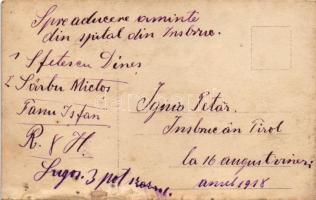 1918 Innsbruck (Tirol), sérült osztrák-magyar katonák csoportja a tábori kórház udvarán / WWI K.u.K....