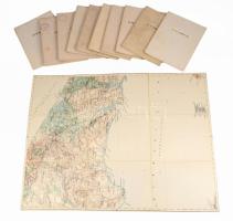1 : 200.000 méretarányú térképek tétele, 11 db (Cataldza, Durazzo, Monastir, stb.), vászonra kasírozva, 57x44 cm körüli méretben