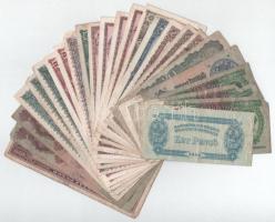 Vegyes 25db-os Pengő bankjegytétel 1930-1946. 100.000BP (2x) + 100.000MP - 10.000.000MP (2xklf) + 2P-1.000.000.000P (21xklf) T:F-VG