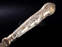 6 személyes ezüst (Ag) nyelű süteményes készlet, jelzés nélkül, h: 19-21 cm