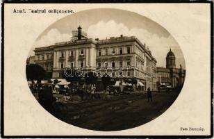 1926 Arad, Teatrul orasenesc / Városi színház, piac, üzletek / theatre, market, shops. Foto Bereczky