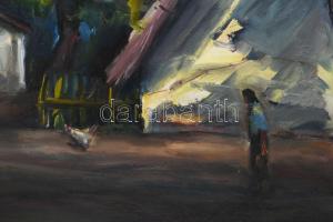 Dulity Tibor (1935-2005): Tanya. Olaj, farost. Jelezve jobbra lent. Fakeretben. 50x80 cm