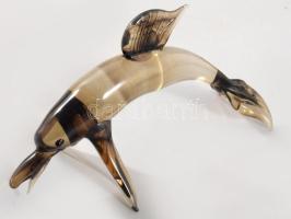 3 darab üveg hal és delfin figura, h: 10 cm alatt