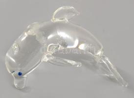 3 darab üveg hal és delfin figura, h: 10 cm alatt
