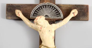 1949 Fali kereszt, sötétben foszforeszkáló korpusszal, jelzett, 33x16 cm