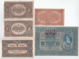 Vegyes 9db-os Korona bankjegytétel 1902-1920. 2K-100K T:F szép papír-VG