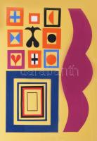 Bartl József (1932-2013): Kék és narancs, 1997. Szitanyomat, papír, jelzett, művészpéldány EA IX/XV. számozással. Üvegezett fakeretben. 50x35 cm