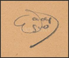 Olvashatatlan jelzéssel: Karikaturisztikus portré (1940?). Vegyes technika, papír. Lap alján ázásnyo...