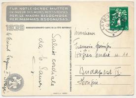 Swiss patriotic propaganda, flag, litho, Ga. Bundesfeierkarte 1939 s: J. Courvoisier (EK)