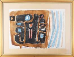 Ladányi Imre/Emory Ladányi (1902-1986): Synchromic, 1964. Akvarell, papír. Jelzett. Üvegezett fakere...