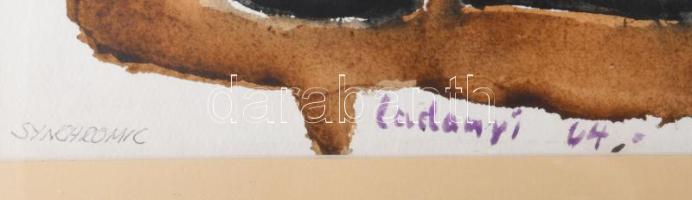 Ladányi Imre/Emory Ladányi (1902-1986): Synchromic, 1964. Akvarell, papír. Jelzett. Üvegezett fakere...