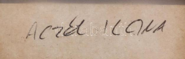 Aczél Ilona (1929-2000): Alakok. Akvarell, tus, papír, jelzett. Üvegezett fakeretben. 26,5x20,5 cm