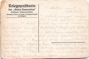 Verbrüderung der deutschen Skutaritruppen mit österreichischen Soldaten in Wien. Kriegspostkarte des...