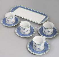 Villeroy &amp; Boch "Switch 3" négyszemélyes kávészervírozó készlet, tálca és 4 csésze alátéttel. Jelzett, hibátlan.