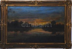 Olvashatatlan jelzéssel, XX. sz. első fele: Hangulatos táj. Olaj, vászon. 50x70 cm. Dekoratív fakere...