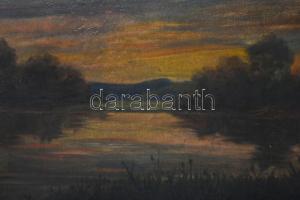 Olvashatatlan jelzéssel, XX. sz. első fele: Hangulatos táj. Olaj, vászon. 50x70 cm. Dekoratív fakere...