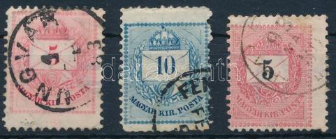 3 db krajcáros bélyeg elfogazva