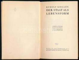 Kjellén, Rudolf: Der Staat als Lebensform. Berlin-Grunewald, 1924, Kurt Vowinckel, [4]+227+[1] p. Né...
